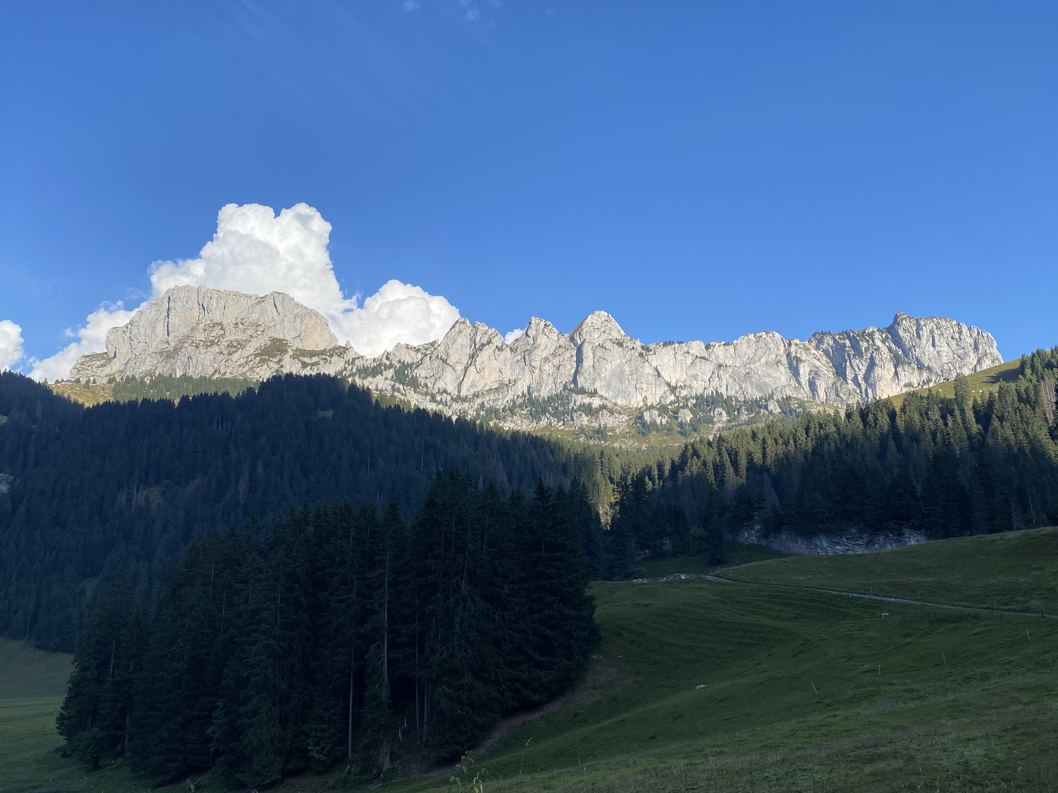 Coucher de soleil sur la Dent de Savigny et Les Pucelles